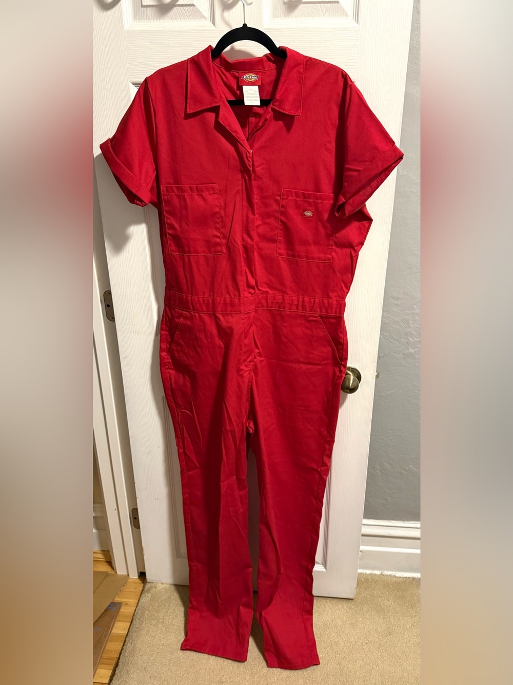 Dickies Women’s Short Sleeve Jumpsuit Coveralls, Red XL
